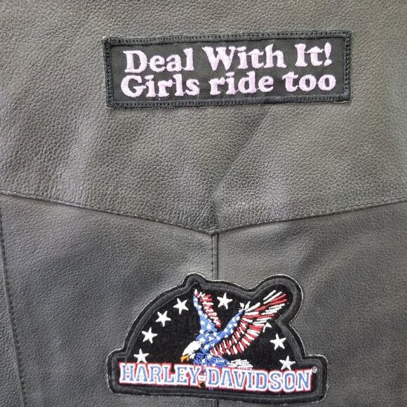 HOT LEATHER Black Motorcycle vest w/Extra patches - sz 2XL - Picture 8 of 9